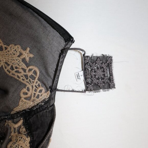 Johnny Was Womens Neema Tunic Dress Gray Chambray Embroidery Size Small EUC - Picture 6 of 11